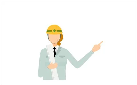 Construction site director pose set, senior female Stock Illustration