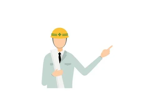 Construction site director pose set, male Stock Illustration