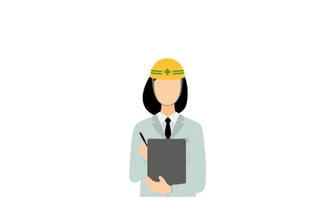 Construction site director pose set, female Stock Illustration