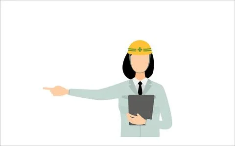 Construction site director pose set, female Stock Illustration