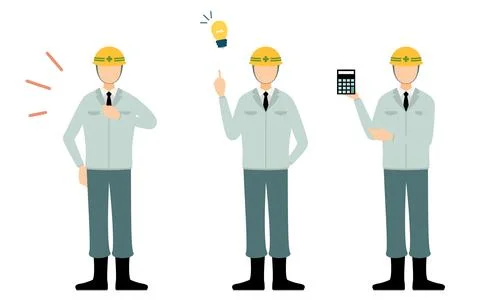 Construction site director pose set, male 스톡 일러스트