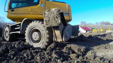 At the construction site dirt. 库存影片 58356804