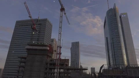Construction site in downtown Stock Footage 147749449