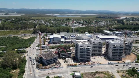 Construction Site Drone Flyover Stockbeeldmateriaal 240164867