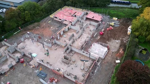 Construction Site Drone Footage Stock Footage 219613809