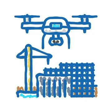 Construction site drone icon doodle illustration Stock Illustration