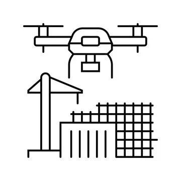 Construction site drone line icon vector illustration Stock Illustration