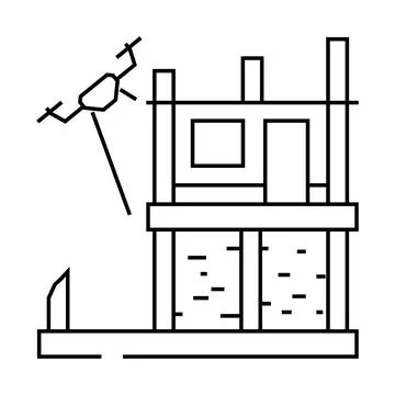 Construction site drone line icon vector illustration イラスト素材
