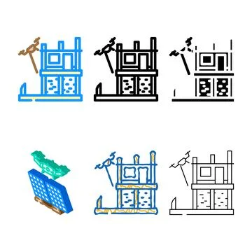 Construction site drone mix color icon vector イラスト素材