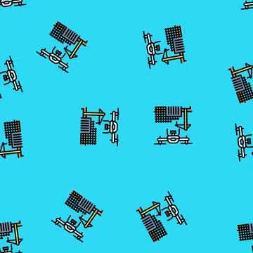 Construction site drone vector seamless pattern Illustrazione stock