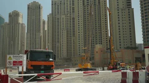 Construction site in Dubai Stock Footage 12555134
