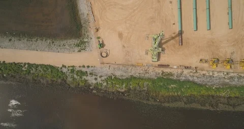Construction Site During Work Hours - Top Down Aerial Footage Vídeo Stock 97039295