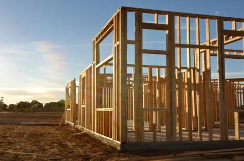 Construction site at dusk 스톡 사진