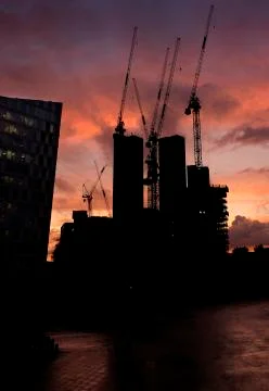Construction site at dusk Foto stock