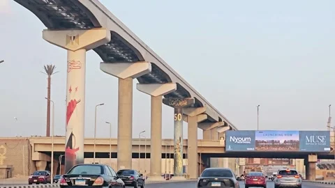 Construction site of Egypt new projects of East of Nile Cairo monorail Stock Footage 284937093