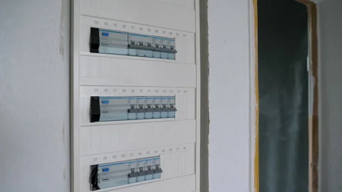 Construction site - electrical installation Stockbeeldmateriaal 249264237