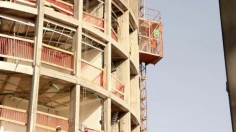 Construction site elevator building Stock Footage 98676462