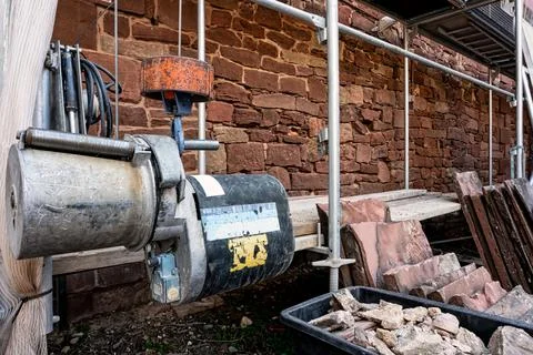 Construction site with elevator for material transport Stock Photos