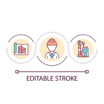 Construction site engineer loop concept icon Stock Illustration