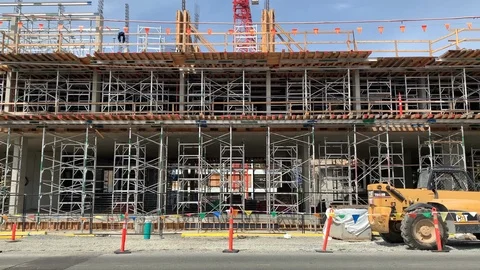 Construction Site Engineering Industry Equipment, Industrial Building Work Stock-Footage 120556403