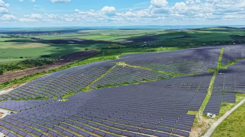 Construction site with equipment. Overview of solar farm construction activity 스톡 동영상 337887947