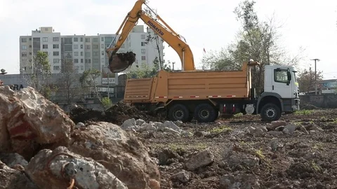 Construction site excavation Stock Footage 77047890