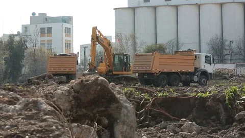 Construction site excavation Stock Footage 77047920