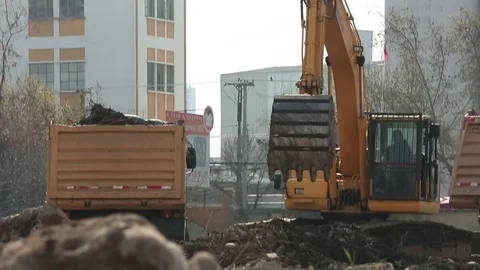 Construction site excavation Stock Footage 77047962