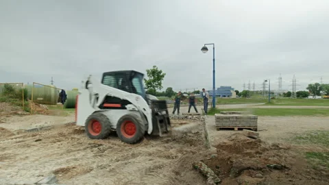 Construction site. Excavation. Ground elevation.  Planning construction site. 4k Stock Footage 125672334