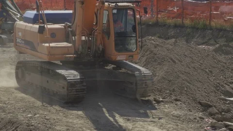 Construction Site, Excavator Continuous Track Video stock 75040623
