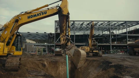 Construction Site: Excavator Stock Footage 225091274