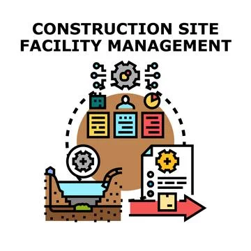 Construction site facility management planning and control Stock Illustration