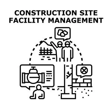 Construction site facility management processes planning Stock Illustration