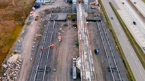 Construction site of the Fairview Station, new automated light rail network. Video stock 166064258