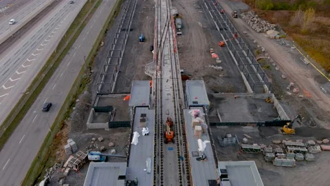 Construction site of the Fairview Station, new automated light rail network. Video stock 166101674