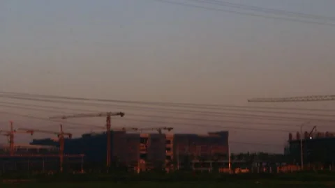 Construction site in the field Stock Footage 290007617