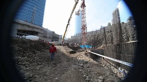 Construction site fish eye Stock Footage 77100276