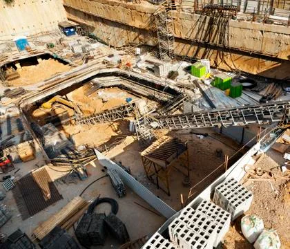 Construction site - foundations Stock Photos