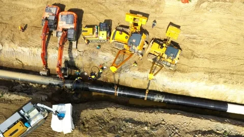 Construction site of gas pipeline. Stock Footage 139400052