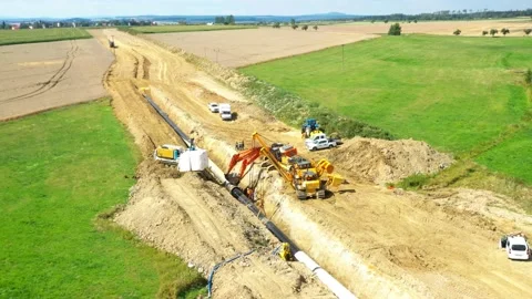Construction site of gas pipeline. Stock Footage 139400613