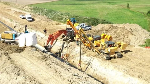 Construction site of gas pipeline. Vidéo 139400656