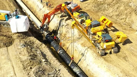 Construction site of gas pipeline. Stock Footage 139401425