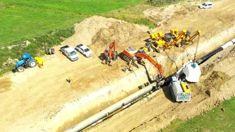 Construction site of gas pipeline. Stock Footage 139401671
