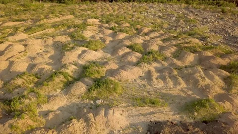 Construction site with heaps of sand and land Stock Footage 111048874