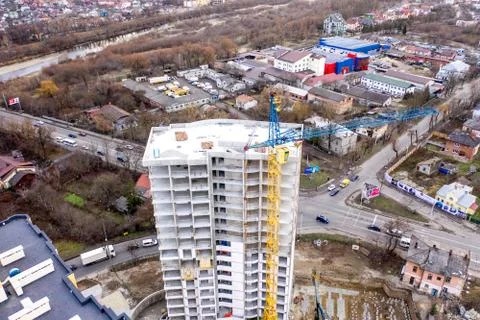 Construction site. High-rise multi-storey buildings under construction. Tower Stock Photos