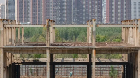 A construction site in high winds 1080P Stock Footage 115158879