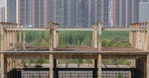 A construction site in high winds 4K Stock Footage 115159234