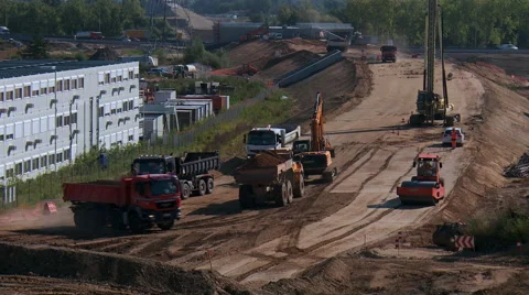 Construction site of a highway 01 Stock Footage 40549126