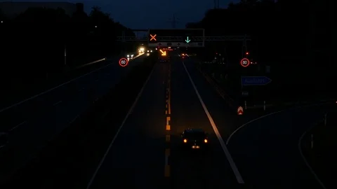 Construction site on highway - high-angle view Stock-Footage 79754285