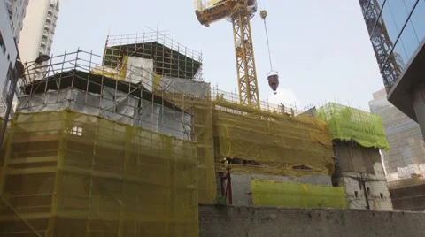 Construction site in Hong Kong Stock Footage 42849095